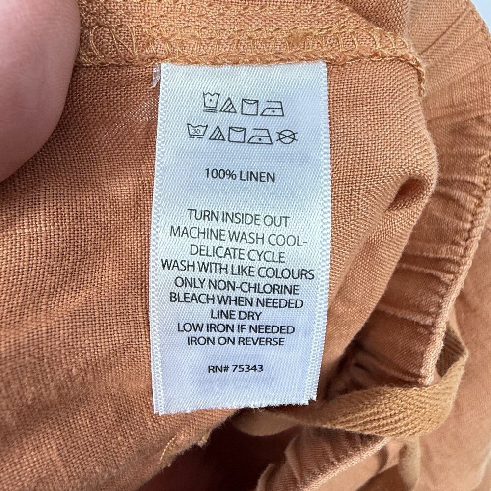 Nicole Miller Linen Joggers Pants Womens Size Large Orange Elastic Waist Pockets - Picture 6 of 6